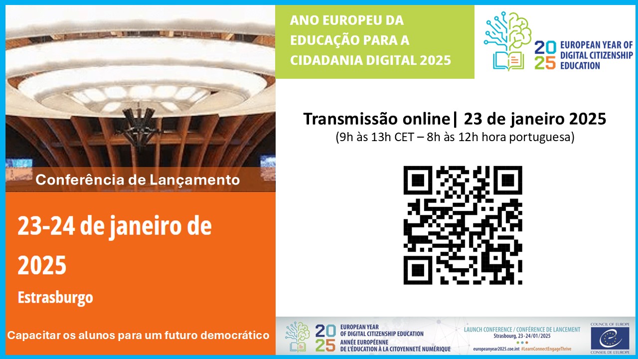 Cartaz Conferência de Lançamento do Ano Europeu da Educação para a Cidadania Digital 2025