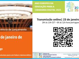 Cartaz Conferência de Lançamento do Ano Europeu da Educação para a Cidadania Digital 2025