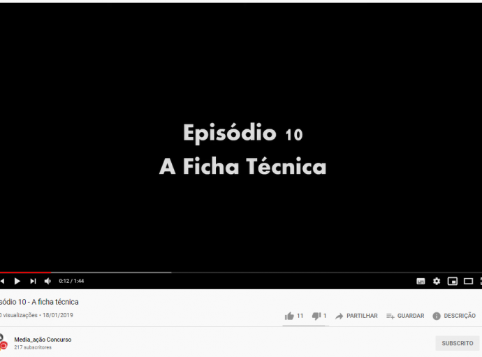 Fundo preto com o título do vídeo - episódio 10 - a ficha técnica