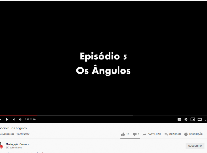 Tela preta, do canal youtube, com a identificação do título do vídeo, episódio 5 os ângulos.